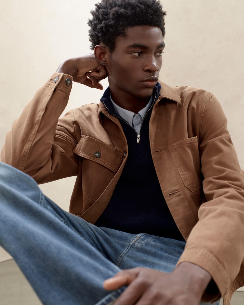 Cashmere Quarter Zip Sweater |  Navy
